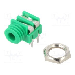 1 pcs x CLIFF - CL1384G - Socket, Jack 3,5mm, female, mono, ways: 2, angled 90°, THT, green, S6