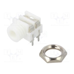 1 pcs x CLIFF - CL1384W - Socket, Jack 3,5mm, female, mono, ways: 2, angled 90°, THT, white, S6