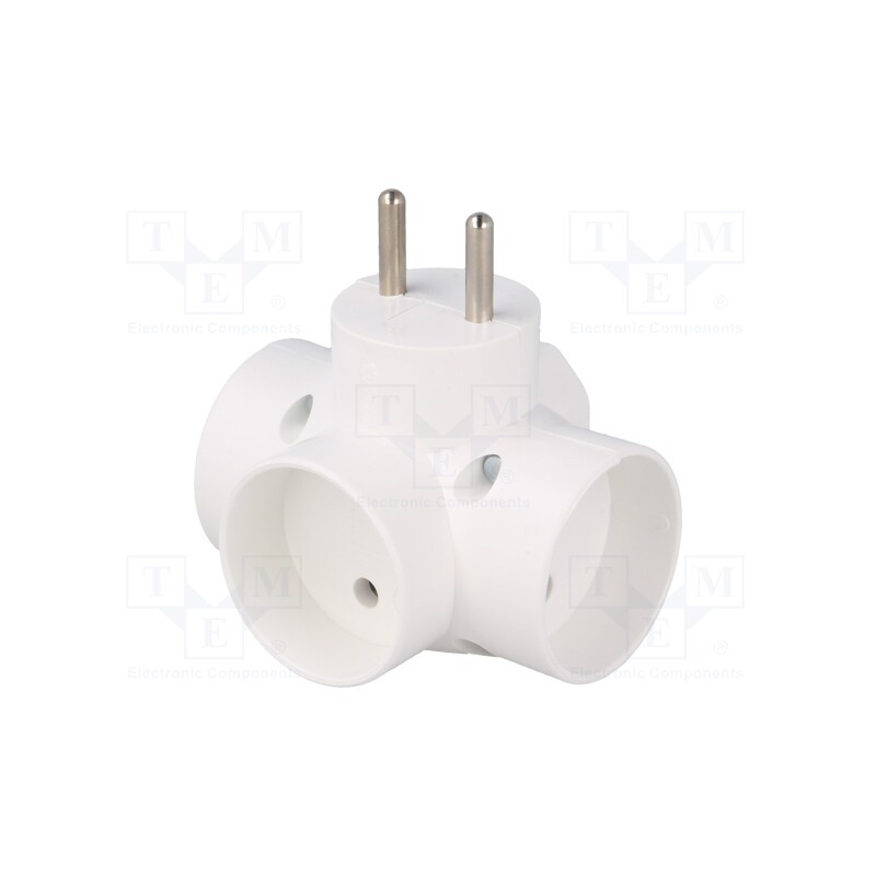 1 pcs x TIMEX-ELEKTRO - R-43 - Connector: AC supply, splitter, 2P, Type: round,flat, white