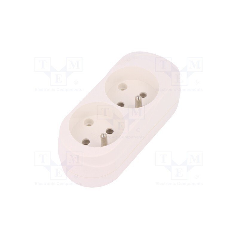 1 pcs x JONEX - 5907570000407 - Connector: AC supply, female, splitter, 2P+PE, 250VAC, 16A, white