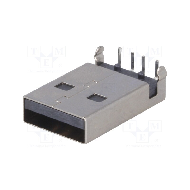 1 pcs x MOLEX - 480370001 - Plug, USB A, male, on PCBs, THT, PIN: 4, angled 90°, shielded