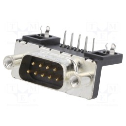 1 pcs x Amphenol Communications Solutions - D09P13A4GV00LF - D-Sub, PIN: 9, socket, male, for panel mounting, angled 90°, 5A