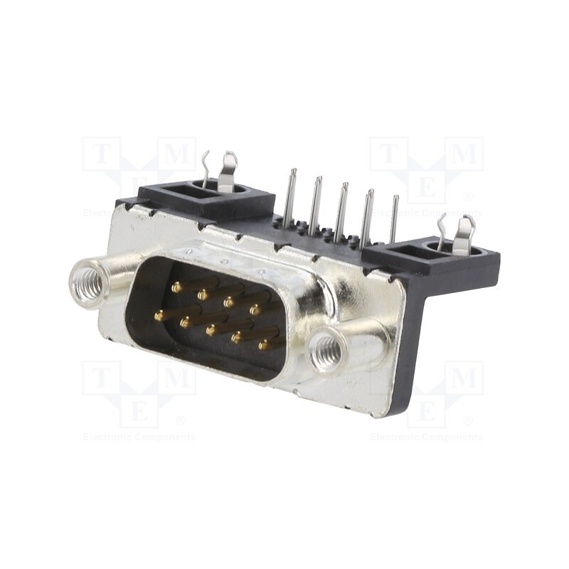 1 pcs x Amphenol Communications Solutions - D09P13A4GV00LF - D-Sub, PIN: 9, socket, male, for panel mounting, angled 90°, 5A