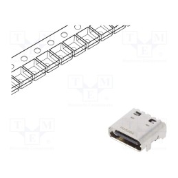 1 pcs x HIROSE - CX90B1-24P - Socket, USB C, CX, on PCBs, SMT, PIN: 24, horizontal, Gen2, USB 3.1