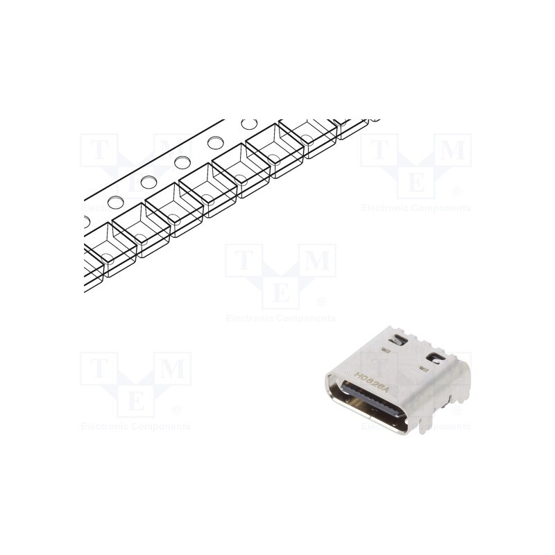 1 pcs x HIROSE - CX90B1-24P - Socket, USB C, CX, on PCBs, SMT, PIN: 24, horizontal, Gen2, USB 3.1