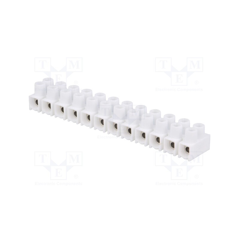1 pcs x SIMET - 22210216 - Terminal block, screw terminal, 2.5mm2, 400V, 24A, ways: 12, white