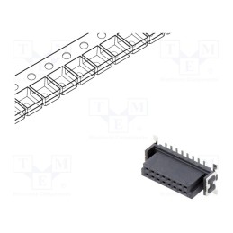 1 pcs x ADAM TECH - ESMC-F-16-SGS-SMT-A-PP-T/R - Connector: PCB to PCB, female, PIN: 16, 1.27mm, -55÷125°C, UL94V-0
