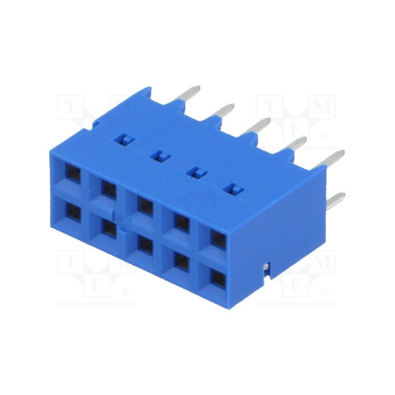 1 pcs x Amphenol Communications Solutions - 87606-805LF - Socket, PCB to PCB, female, Dubox®, 2.54mm, PIN: 10, THT, 2A, blue