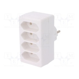 1 pcs x PLASTROL - W-97744 - Connector: AC supply, splitter, 2P, Type: round,flat, white