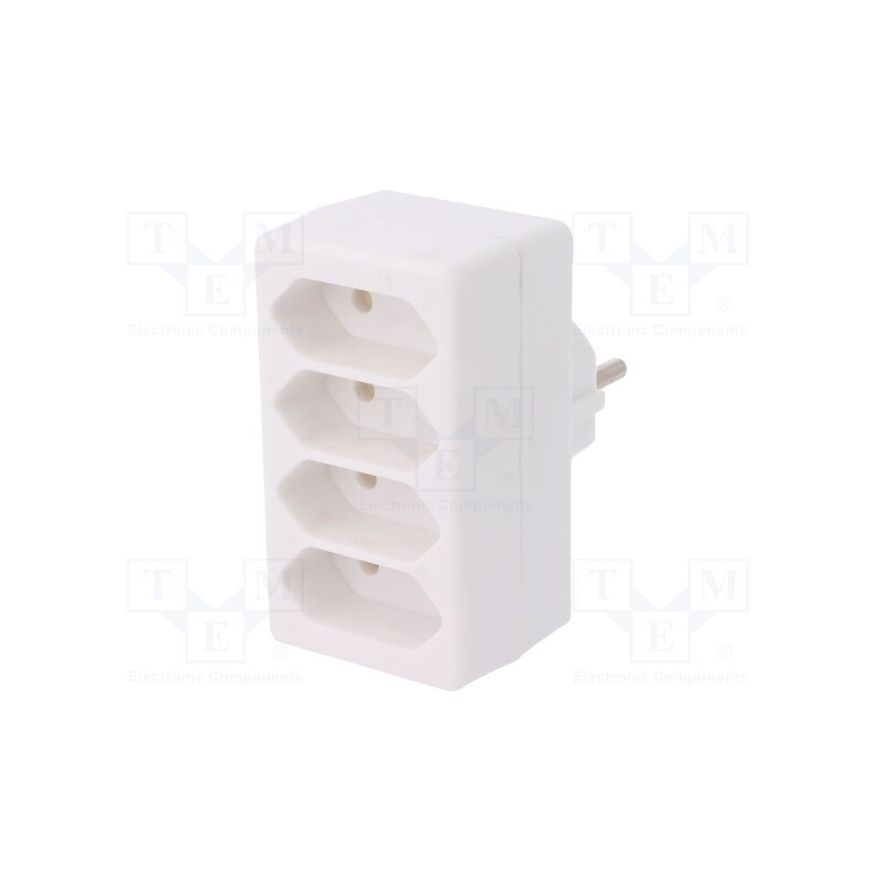 1 pcs x PLASTROL - W-97744 - Connector: AC supply, splitter, 2P, Type: round,flat, white