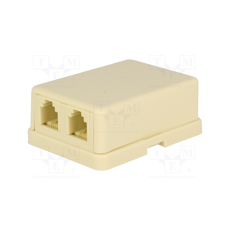 1 pcs x NINIGI - RJ11GN-MX2 - Socket, RJ11, double, Layout: 6p4c, screw terminal, H: 58mm, W: 42mm