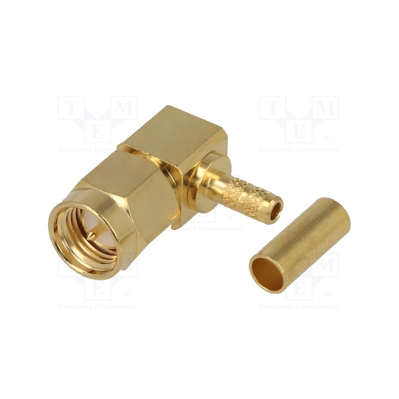 1 pcs x ADAM TECH - RF2-01A-02-50-G - Plug, SMA, male, angled 90°, LMR100,RG174,RG316, crimped, PTFE