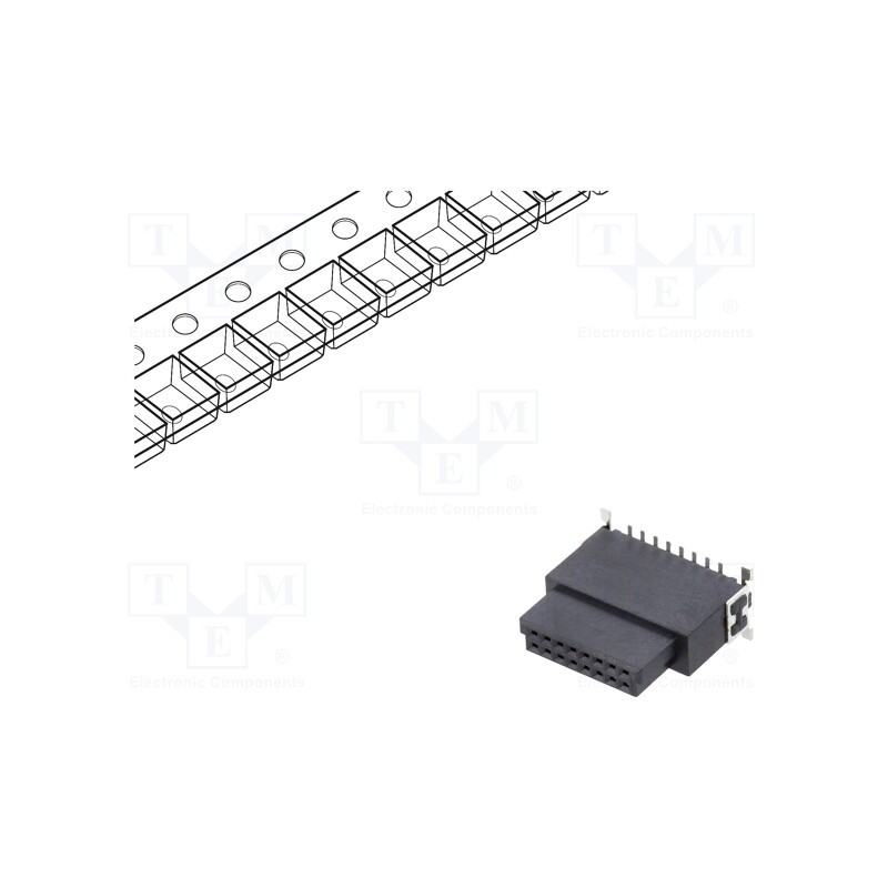 1 pcs x ADAM TECH - ESMC-F-16-SGS-SMT-C-PP-T/R - Connector: PCB to PCB, female, PIN: 16, 1.27mm, -55÷125°C, UL94V-0