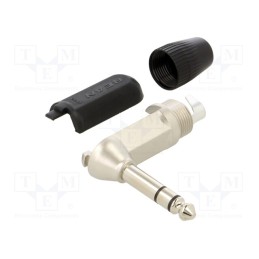 1 pcs x REAN - NYS208 - Plug, Jack 6,3mm, male, stereo, ways: 3, angled 90°, Body: black