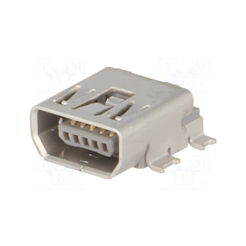 1 pcs x MOLEX - 565790576 - Socket, USB AB mini, on PCBs, SMT, PIN: 5, horizontal, reel