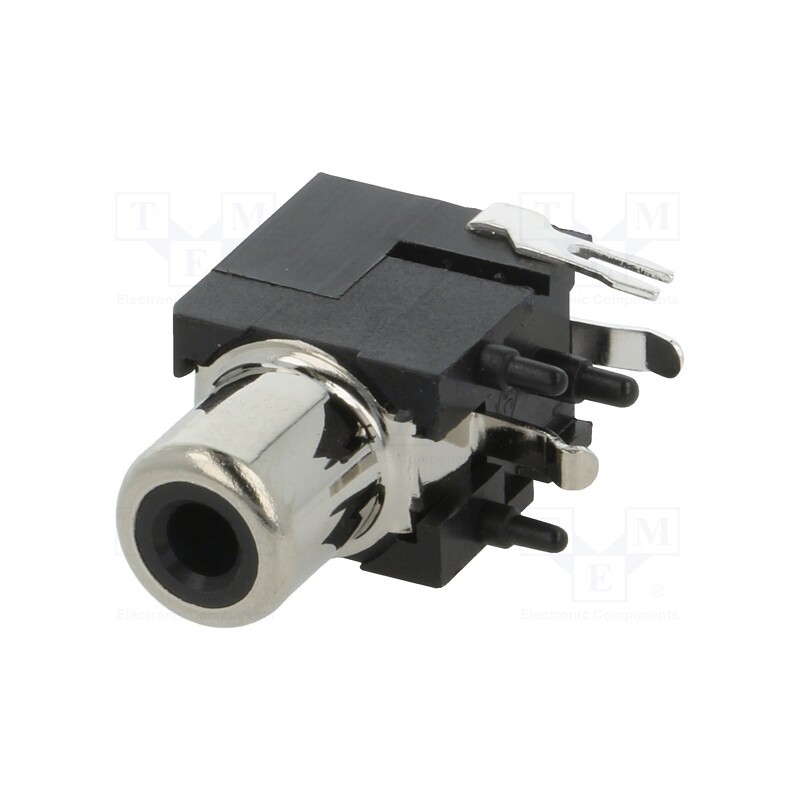 1 pcs x KEYSTONE - 972 - Socket, RCA, female, angled 90°, THT, brass, nickel plated, on PCBs