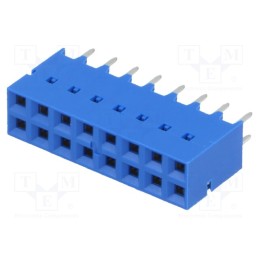 1 pcs x Amphenol Communications Solutions - 87606-808LF - Socket, PCB to PCB, female, Dubox®, 2.54mm, PIN: 16, THT, 2A, blue
