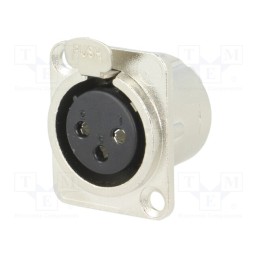 1 pcs x CLIFF - FC61900N - Socket, XLR, female, PIN: 3, soldering, silver, metal, XLR standard