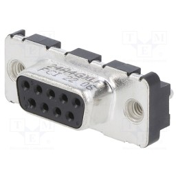 1 pcs x Amphenol Communications Solutions - D09S24A4GX00LF - D-Sub, PIN: 9, socket, female, for panel mounting, angled 90°, 5A
