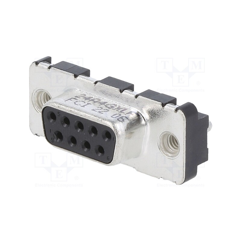 1 pcs x Amphenol Communications Solutions - D09S24A4GX00LF - D-Sub, PIN: 9, socket, female, for panel mounting, angled 90°, 5A