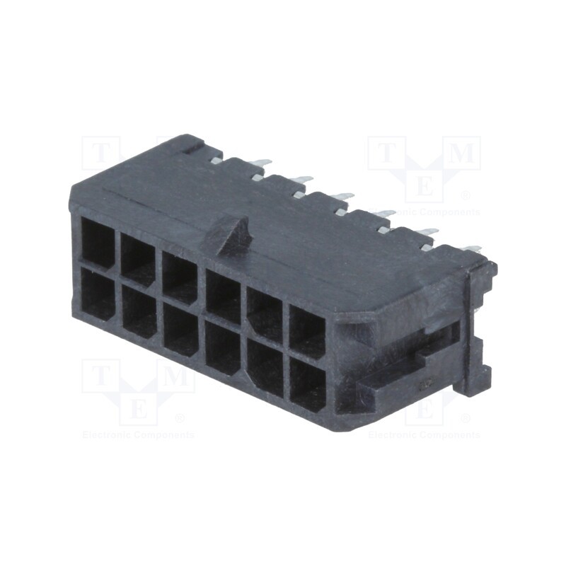 1 pcs x MOLEX - 430451212 - Socket, wire-board, male, Micro-Fit 3.0, 3mm, PIN: 12, THT, 5A, 600V