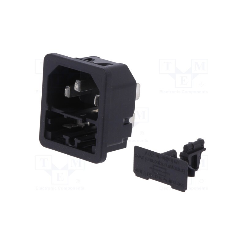 1 pcs x SCHURTER - 6200.431 - Connector: AC supply, socket, male, 10A, 250VAC, IEC 60320, C14 (E)