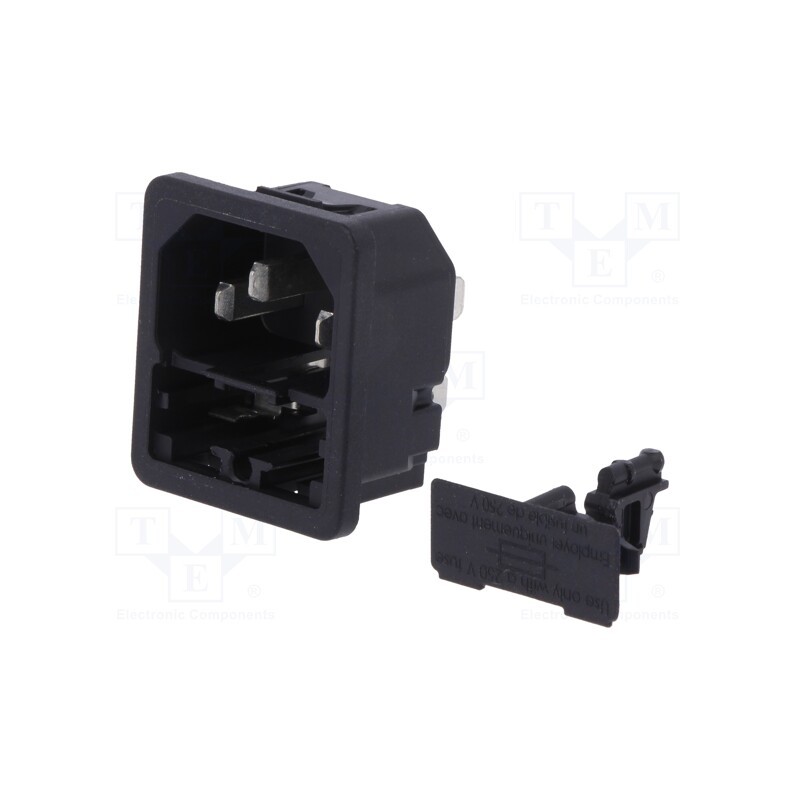 1 pcs x SCHURTER - 6200.4225 - Connector: AC supply, socket, male, 10A, 250VAC, IEC 60320, C14 (E)