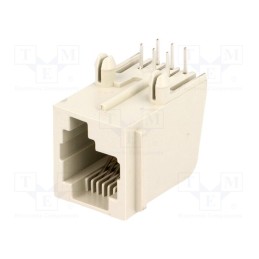 1 pcs x TE Connectivity - 5555003-1 - Socket, RJ12, PIN: 6, Cat: 3, Layout: 6p6c, on PCBs, THT, 16.13mm
