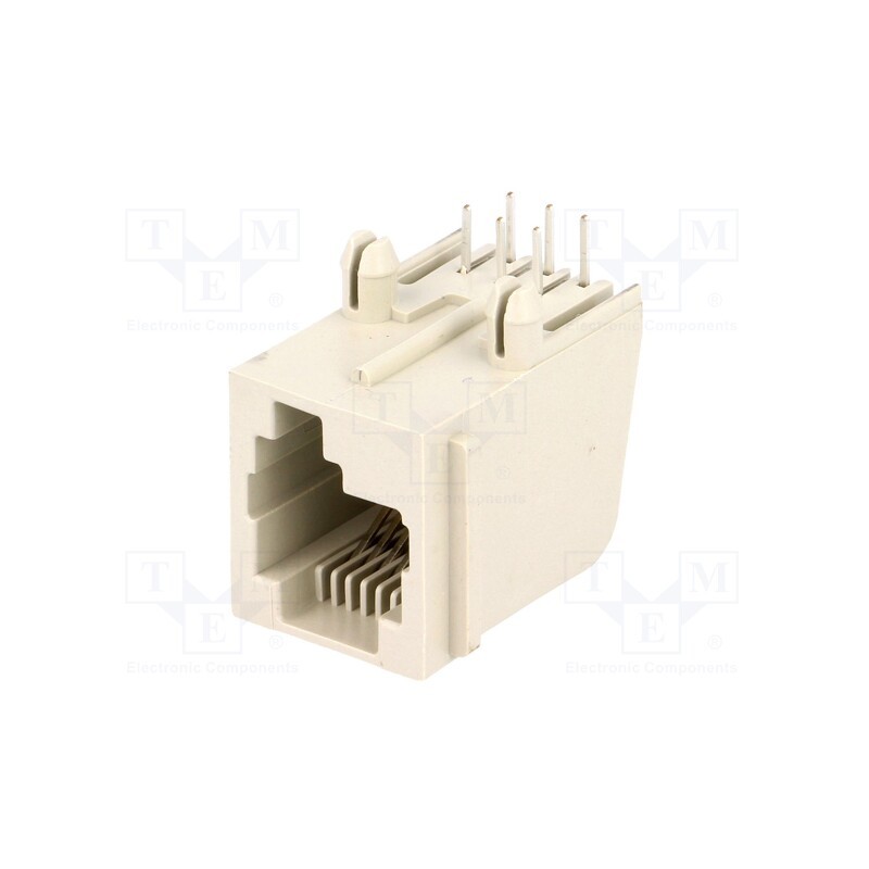 1 pcs x TE Connectivity - 5555003-1 - Socket, RJ12, PIN: 6, Cat: 3, Layout: 6p6c, on PCBs, THT, 16.13mm