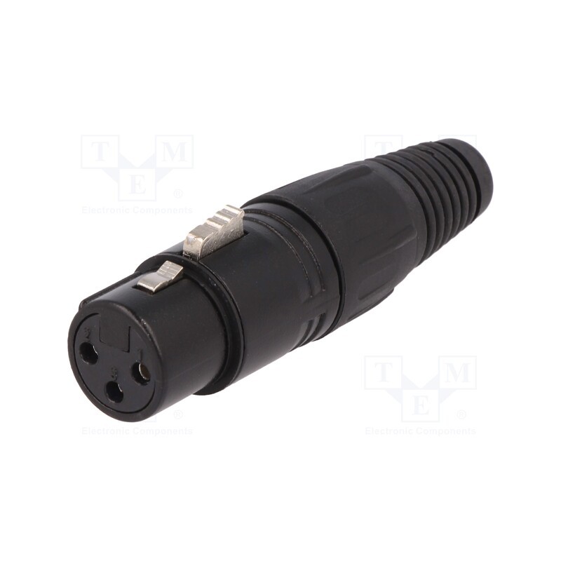 1 pcs x CLIFF - FC6141 - Plug, XLR, female, PIN: 3, straight, for cable, soldering, black