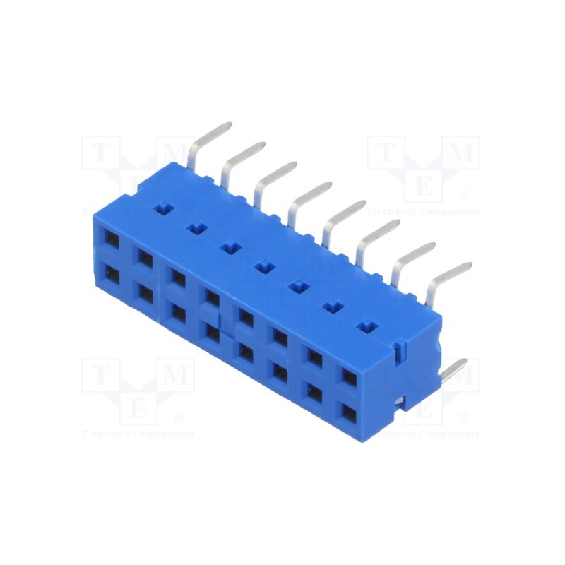 1 pcs x Amphenol Communications Solutions - 71991-808LF - Socket, PCB to PCB, female, Dubox®, 2.54mm, PIN: 16, THT, 2A, blue
