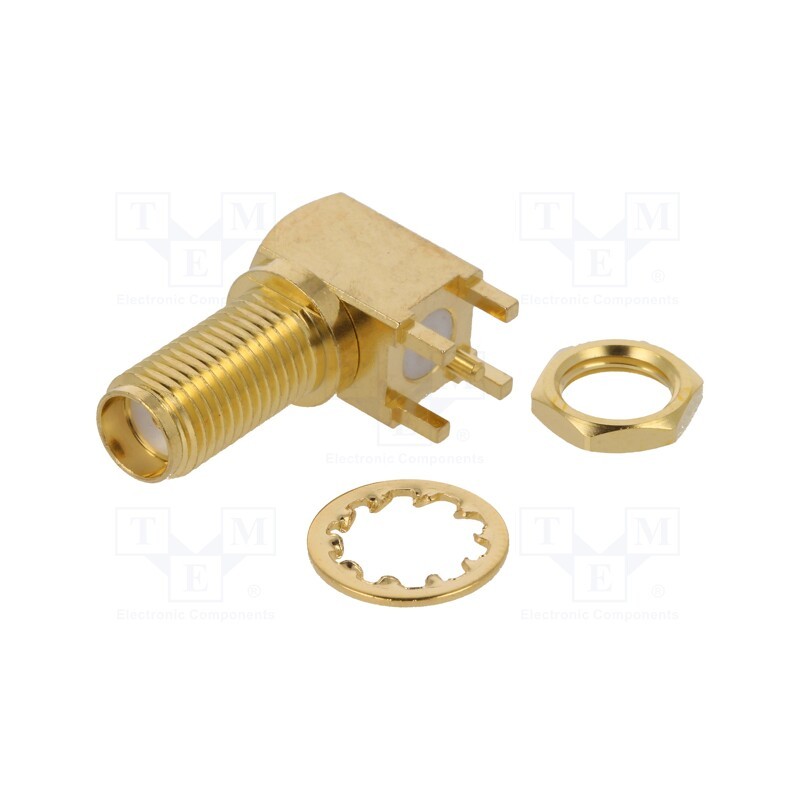 1 pcs x ADAM TECH - RF2-49B-T-00-50-G-HDW - Socket, SMA, female, angled 90°, THT, for panel mounting, PTFE