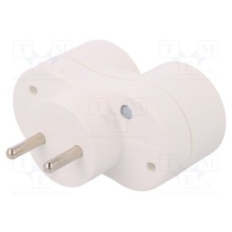 1 pcs x PAWBOL - D.3802 - Connector: AC supply, splitter, 2P, 250VAC, 16A, Type: round, white