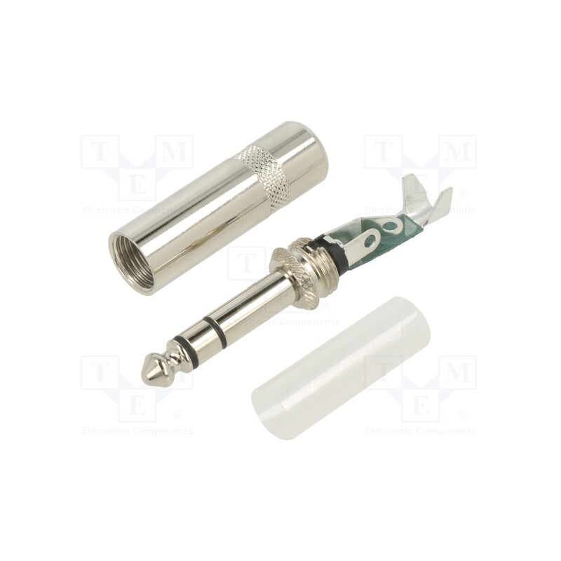 1 pcs x REAN - NYS228 - Plug, Jack 6,3mm, male, stereo, ways: 3, straight, 7.6mm