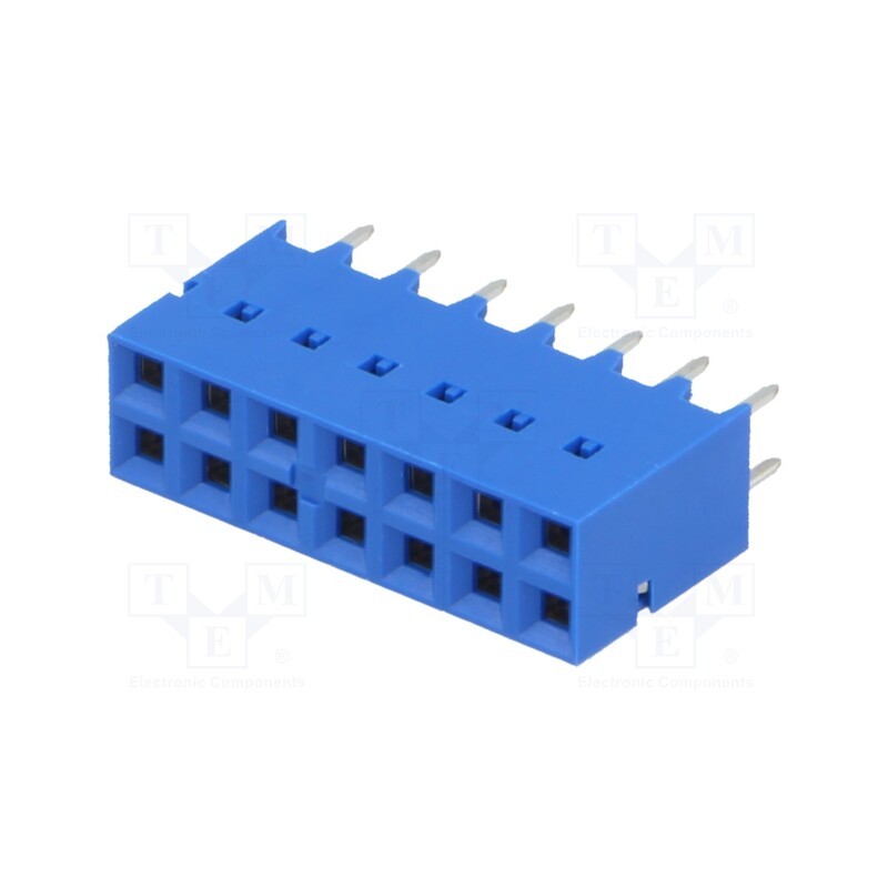 1 pcs x Amphenol Communications Solutions - 87606-807LF - Socket, PCB to PCB, female, Dubox®, 2.54mm, PIN: 14, THT, 2A, blue