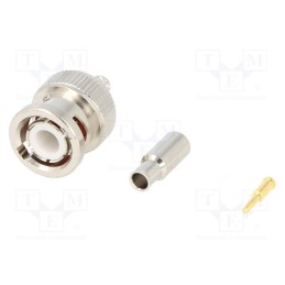 1 pcs x AMPHENOL RF - B1121E1-ND3G-5-50 - Plug, BNC, male, straight, 50Ω, crimped, for cable, POM, gold-plated