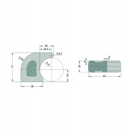 Fastening the connecting hook 77x85x30 fi 60