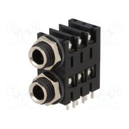 1 pcs x AMPHENOL - ACJS-MHDC - Socket, Jack 6,3mm, female, double,stereo,with triple switch