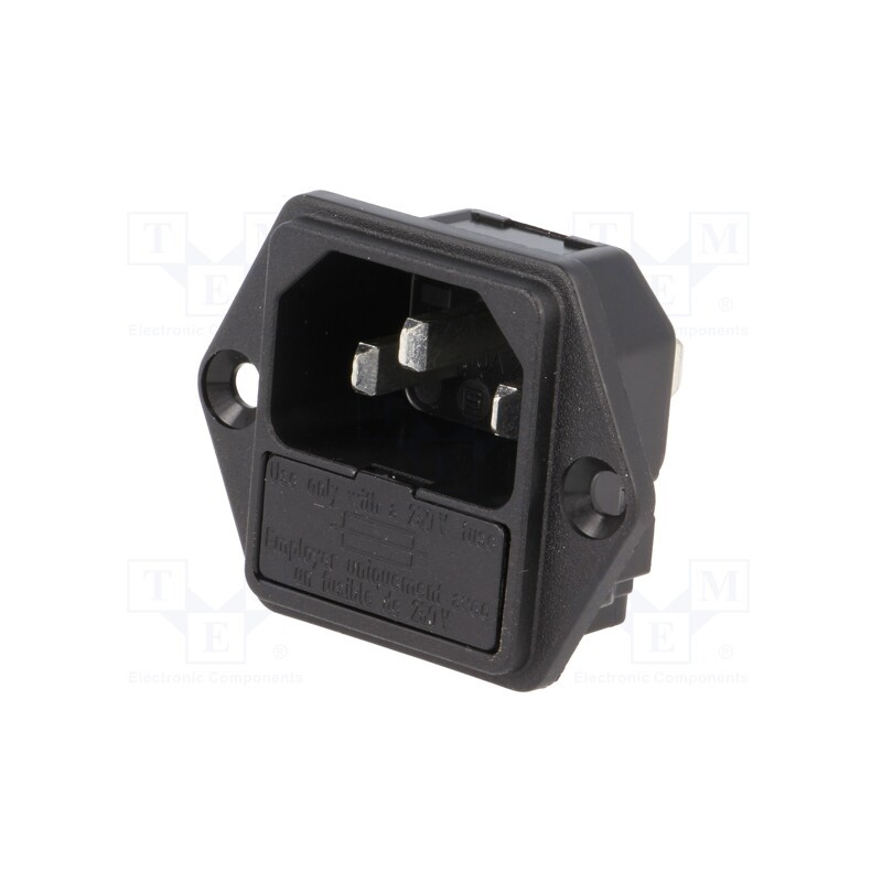 1 pcs x SCHURTER - 6200.22 - Connector: AC supply, socket, male, 10A, 250VAC, IEC 60320, C14 (E)