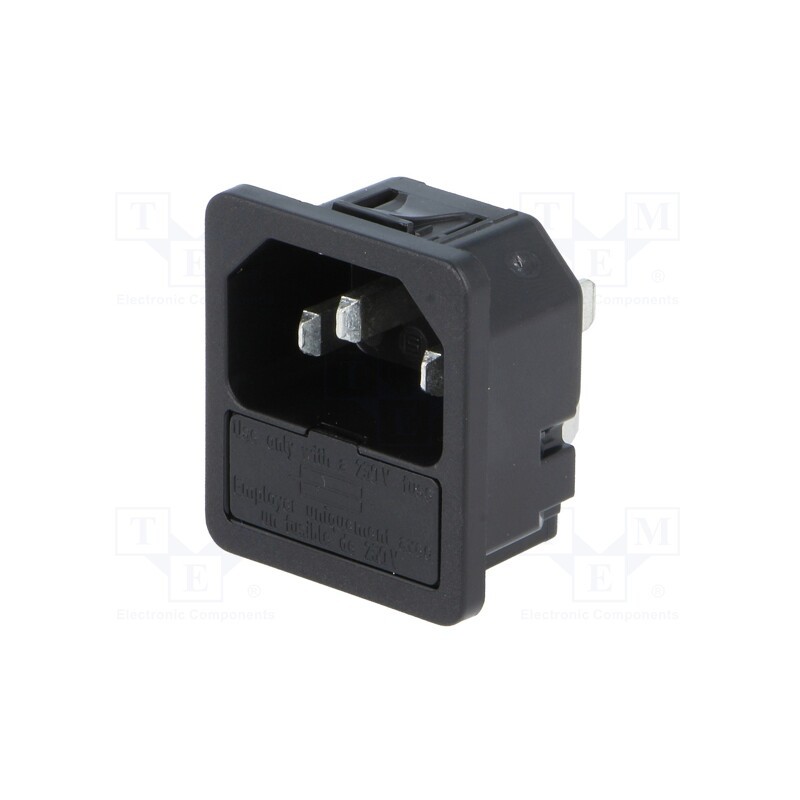 1 pcs x SCHURTER - 6200.4215 - Connector: AC supply, socket, male, 10A, 250VAC, IEC 60320, C14 (E)