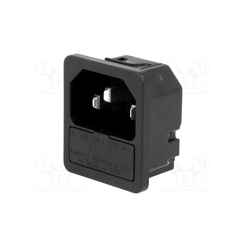 1 pcs x SCHURTER - 6200.412 - Connector: AC supply, socket, male, 10A, 250VAC, IEC 60320, C14 (E)
