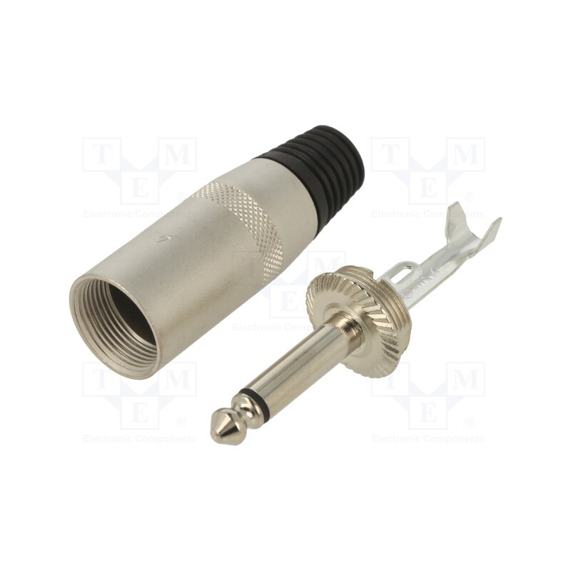 1 pcs x REAN - NYS225 - Plug, Jack 6,3mm, male, mono, ways: 2, straight, 8.8mm, Body: silver