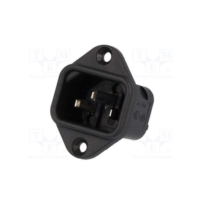 1 pcs x BULGIN - PX0579/28 - Connector: AC supply, socket, male, 10A, 250VAC, C14 (E), -40÷70°C
