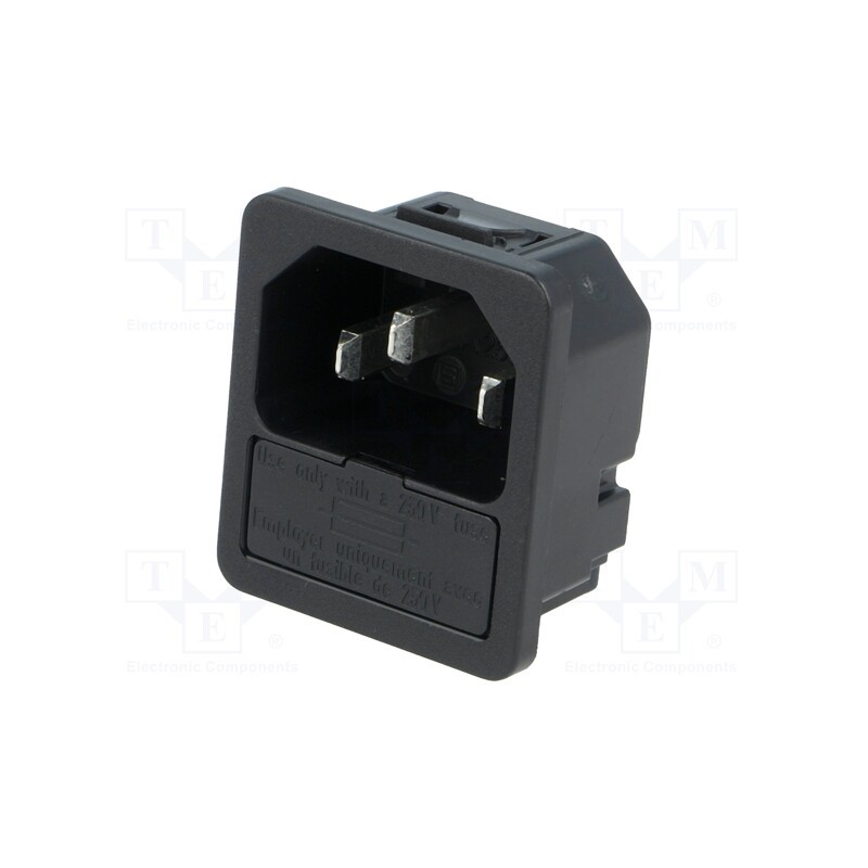 1 pcs x SCHURTER - 6200.413 - Connector: AC supply, socket, male, 10A, 250VAC, IEC 60320, C14 (E)