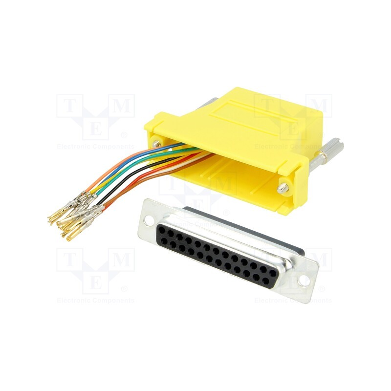 1 pcs x MH CONNECTORS - DA25-SMJ8-Y-K - Transition: adapter, D-Sub 25pin female,RJ45 socket, yellow
