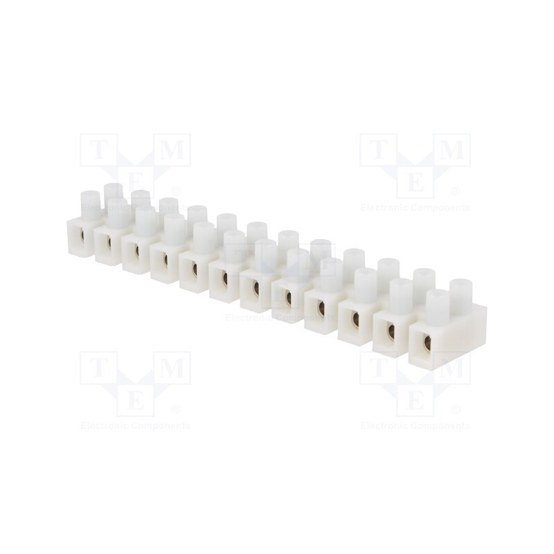 1 pcs x SIMET - 89093110 - Terminal block, screw terminal, 6mm2, 500V, 41A, ways: 12, white
