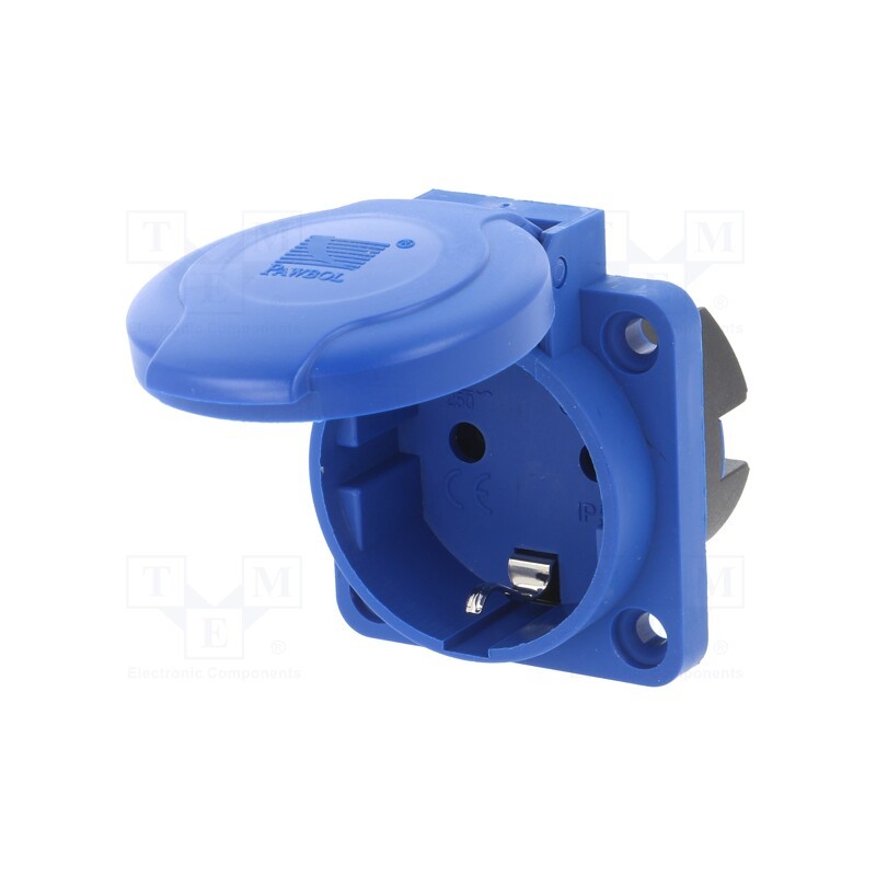 1 pcs x PAWBOL - D.3153S - Connector: AC supply, socket, 2P+PE, 250VAC, 16A, blue, PIN: 3, IP54