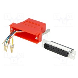 1 pcs x MH CONNECTORS - DA25-PMJ8-R-K - Transition: adapter, D-Sub 25pin male,RJ45 socket, red