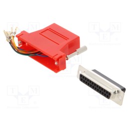 1 pcs x MH CONNECTORS - DA25-SMJ8-R-K - Transition: adapter, D-Sub 25pin female,RJ45 socket, red