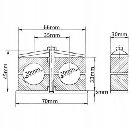 5x double clamp 20mm, mounting of hydraulic lines